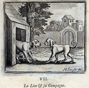 Os piolhos e a sua companheira. Fábulas de Jean de La Fontaine (1621-95). Ilustração de François Chauveau (1613-1676). Edição de 1728. de Francois Chauveau