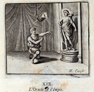 O Oráculo e os ímpios. Fábulas de Jean de La Fontaine (1621-95). Ilustração de François Chauveau (1613-1676). Edição de 1728. de Francois Chauveau