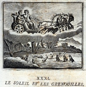 O Sol e os Sapos. Fábulas de Jean de La Fontaine (1621-95). Ilustração de François Chauveau (1613-1676). Edição de 1728. de Francois Chauveau