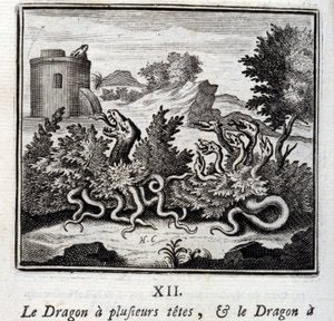 O dragão tem várias cabeças e o dragão tem várias caudas. Fábulas de Jean de La Fontaine (1621-95). Ilustração de François Chauveau (1613-1676). Edição de 1728. de Francois Chauveau