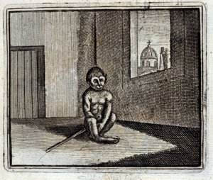 O macaco. Fábulas de Jean de La Fontaine (1621-95). Ilustração de François Chauveau (1613-1676). Edição de 1728. de Francois Chauveau