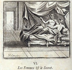 Mulheres e Segredo. Fábulas de Jean de La Fontaine (1621-95). Ilustração de François Chauveau (1613-1676). Edição de 1728. de Francois Chauveau