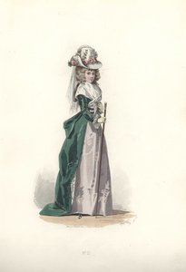 Mulher em chapeau e redingote, era de Maria Antonieta.