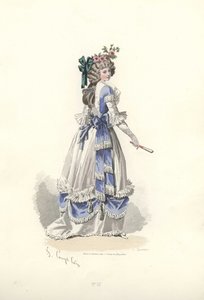 Mulher de vestido com folhos de fita, era de Maria Antonieta.