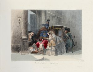 Uma boa ação, de Les Modes Parisiennes, c.1860 de Francois Claudius after Compte Calix