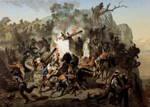 Derrota dos Modogs em 15 de Abril de 1873, por Francois Constant Mes (? -1905) de Francois Constant Mes