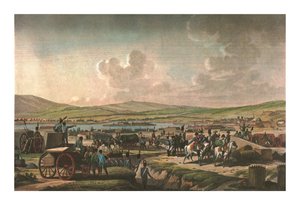 Napoleão visitando o cerco em Danzig, liderado pelo marechal Lefebvre, 9 de maio de 1807, c1850 de Francois Dequevauviller