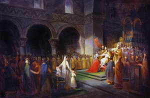 Coroação de Pepin le Bref na abadia de Saint Denis