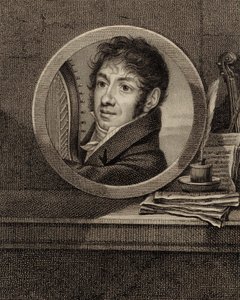 Retrato do harpista e compositor Jean-Aimé Vernier 1769-1840 , c. 1800.