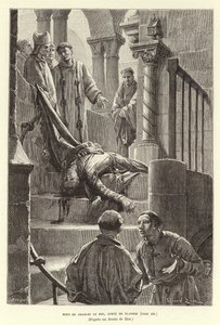 Mort de Charles le Bon, Comte de Flandre. Assassinato de Carlos o Bom, Conde de Flanders, Bruges. de Francois Edouard (after) Zier