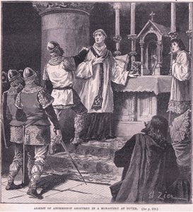 Prisão do Arcebispo Geoffrey em um mosteiro em Dover AD 1191 de Francois Edouard Zier