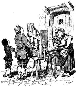 Ilustração para a história em quadrinhos do Paul Scarron: O tocador de órgão bárbaro tem jorrado na rua (gravura) de Francois Edouard Zier