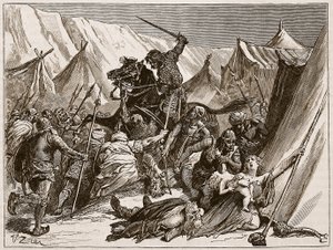 Robert da Normandia reunindo os cruzados, ilustração de &39;História Ilustrada de Cassell da Inglaterra&39; (foto sépia)