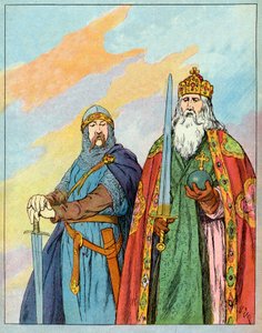 O rei franco Carlos o grande e o cavaleiro francês Roland de Roncevaux - Carlos Magno e Le Chevalier Roland (736-778) - Ilustração de François Zier (1856-1924) tirada de "Nos-Gires-Nationales" por volta de 1920