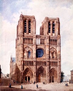 La facade de la cathedrale Notre Dame de Paris Pintura de François Etienne Villeret (ca. 1800-1866) Paris do século XIX, Musee Carnavalet