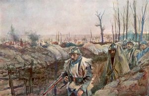Uma trincheira francesa na vila de Souchez, Artois, França, 18 de dezembro de 1915, 1926.