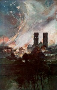 Bombardeio de Verdun com bombas incendiárias, França, 25-26 de março de 1916, 1926. de Francois Flameng