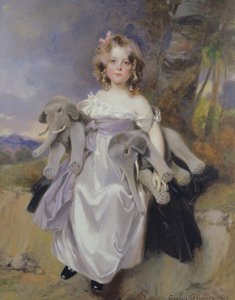 Retrato de uma menina com elefantes de brinquedo, 1908