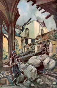 Claustro e Catedral de Verdun, França, junho de 1916, 1926. de Francois Flameng