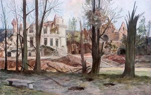 As ruínas de uma casa, Soupir, Primeira Guerra Mundial, abril de 1917. de Francois Flameng