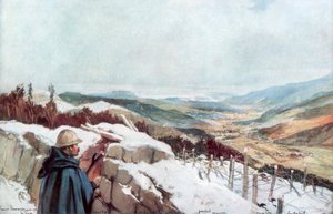 Trincheiras com vista para o vale de Munster com o Reno à distância, janeiro de 1916, 1926. de Francois Flameng