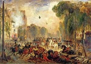 Tentativa de assassinato do Rei Louis-Philippe (1773-1850) por Giuseppe Fieschi (1790-1836) Boulevard du Temple, 28 de Julho de 1835 (óleo sobre tela)