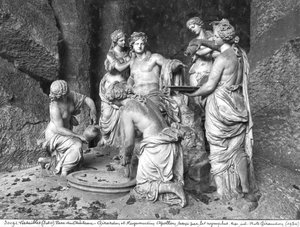 Apolo tendido pelas ninfas no bosque das Termas de Apolo, executado com a ajuda de Thomas Regnaudin (1622-1706) 1666-75 (ver 242848, 242849) (mármore)