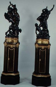 O estupro de Prosérpina, bases atribuídas a Boule, c.1693-1710 (bronze) de Francois Girardon