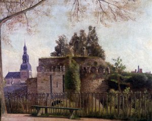 As "grandes valas" do portão de Saint Malo em Dinan - por F. Gombeaux, finais do século XIX de Francois Gombeaux