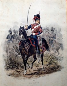 Soldado da Guarda Imperial a cavalo. Litografia de François Lalaisse (1812-1884) 1860 Paris, Artes Decorativas