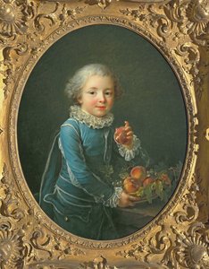 Menino com pêssegos, 1760 de Francois Hubert Drouais