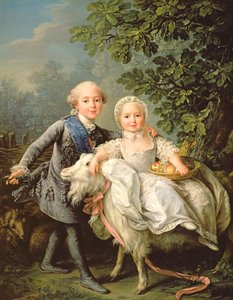 Retrato de Charles Philippe da França (1757-1836) (mais tarde Charles X) e sua irmã Marie Adelaide (1759-1802) (mais tarde Rainha da Sardenha) 1763