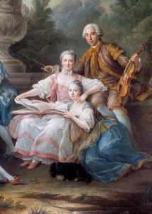 A família de Louis François du Bouchet, Marquês de Sourches e Grand Prevot de France Detail. Pintura de François Hubert Drouais (1727-1775) 1756 Sol. 3,24 x 2,84 m de Francois Hubert Drouais
