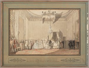 Interior do quarto de dormir em Versalhes de Marie-Thérèse de Savoie, condessa d