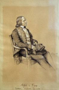 Retrato de Alfred de Vigny (1797 - 1863), escritor, dramaturgo e poeta francês. Desenho de François Joseph Heim (1787-1865) de François Joseph Heim
