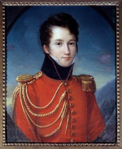 Retrato do escritor e dramaturgo Alfred de Vigny (1797-1863) em uniforme como gendarme da casa do Rei Pintura de François Joseph Kinson (1771-1839) Sol do século XIX. 0,59x0,48 m. Paris, Musee Carnavalet