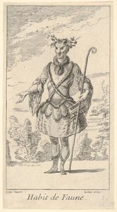 Hábito de Faune: um fauno, uma bengala na mão direita..., ca. 1721.