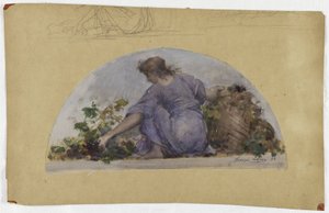 Esboço para a sala de jantar do Hôtel de Ville de Paris, La Vendange, ca. 1893 (óleo sobre papel)