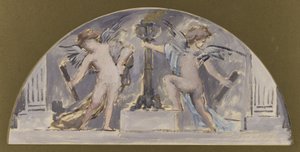 Esboço para a sala de jantar do Hôtel de Ville de Paris, Dois amantes acendendo uma tocha