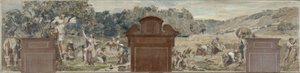 Esboço para o salão da aldeia de Pantin: La cueillette. La moisson, em 1886 (óleo sobre tela)