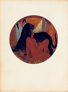 Mowgli e Bagheera, ilustração de &39;The Jungle Book&39; de Rudyard Kipling, colorido por Jean Dunand (1877-1942)