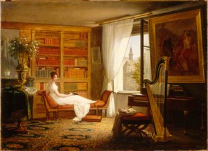 Salão de Madame Récamier no Abbaye-aux-Bois, 1826. de Francois Louis Dejuinne