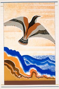 Bird of Portent, uma ilustração de "L&39;Odyssee", de Homer, traduzida por Victor Berard, 1929-33 de Francois Louis Schmied