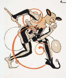Letra E de Personages de Comedie, pub. 1922 (estêncil) de Francois Louis Schmied