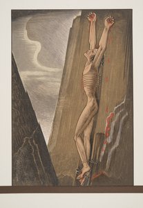 Prometheus pregado ao Rock, de Prométhée Enchaîné por Ésquilo, pub. 1941 (impressão pochoir)