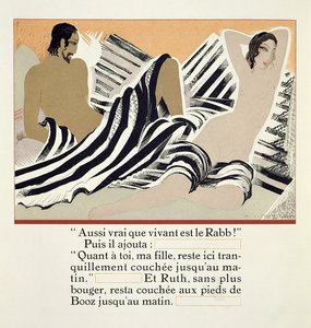 Ruth descansando aos pés de Boaz, de &39;Ruth et Booz&39;, traduzido por JC Mardrus, publicado em 1930