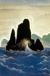 A odisséia por Homero: a rocha de Gortyne, gravada por Theo Schmied, 1930-33 cor litho de Francois Louis Schmied