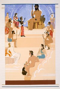 A Adoração de Zeus, uma ilustração de "L&39;Odyssee", de Homero, traduzida por Victor Berard, 1929-33 de Francois Louis Schmied