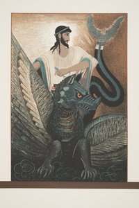 Ulysees e Dragon from Prometheus Acorrentado por Aeschylus, pub. 1941 (estêncil) de Francois Louis Schmied