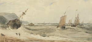Porto de Boulogne (wc sobre grafite e bodycolour no papel) de Francois Louis Thomas Francia